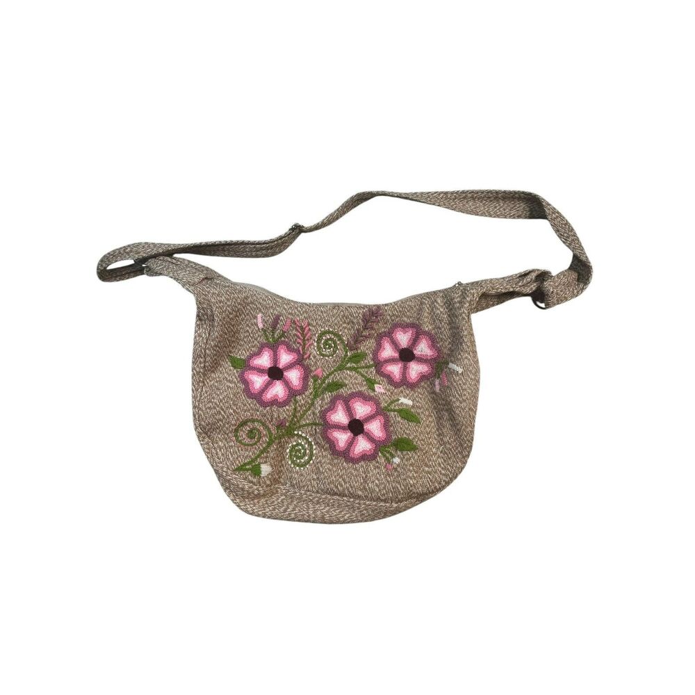 Andes Store 100% Alpaca Wool Embroidered Floral Crossbody Shoulder Bag Peru